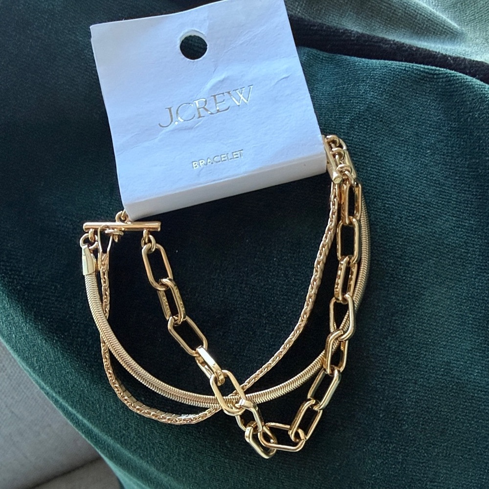 NWT J. Crew Layered Gold Chain Bracelet Stack